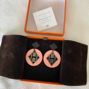 Hermes Earrings Horn and Lacquer Line